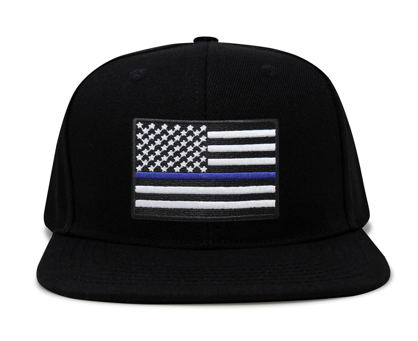 International Tie Thin Blue Line Flag Trucker Hat for Men and Women – Snapback Baseball Cap (Black Flatbill)