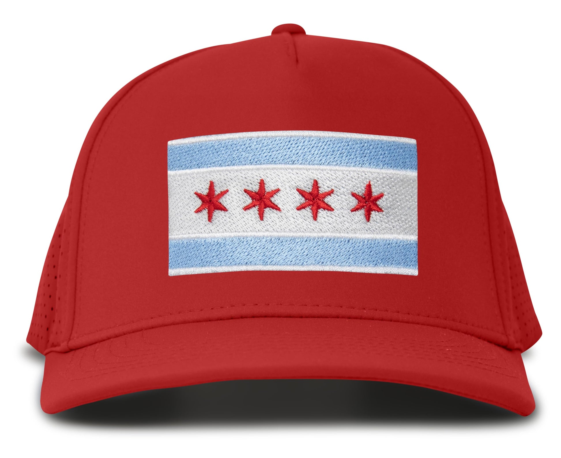 Red Chicago Flag Performance Hat Front View