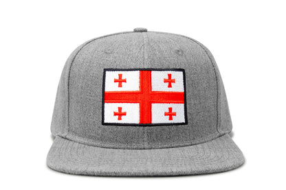 International Tie Country Hat for Men and Women, Adjustable Snapback Trucker Baseball Cap with Embroidered Patch (Georgia, Grey Flatbill)