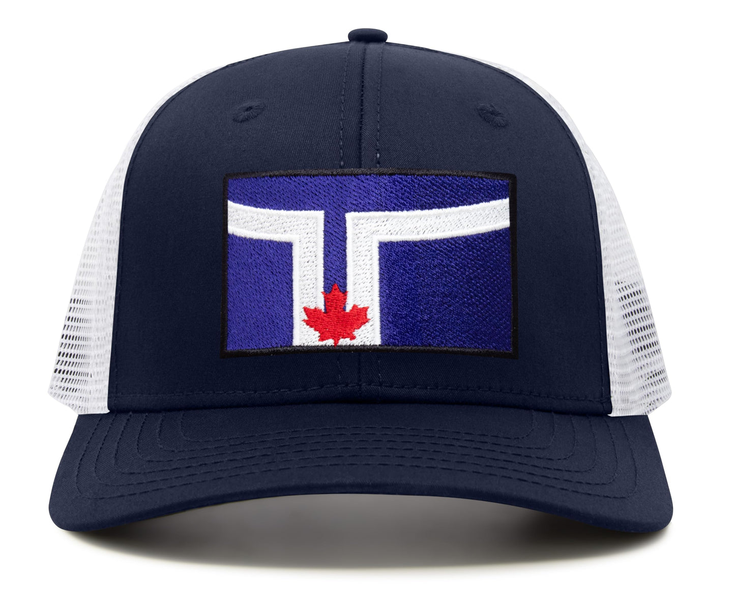 International Tie City Hat for Men and Women, Adjustable Snapback Trucker Baseball Cap with Embroidered Patch (Toronto, Navy White) - International Tie