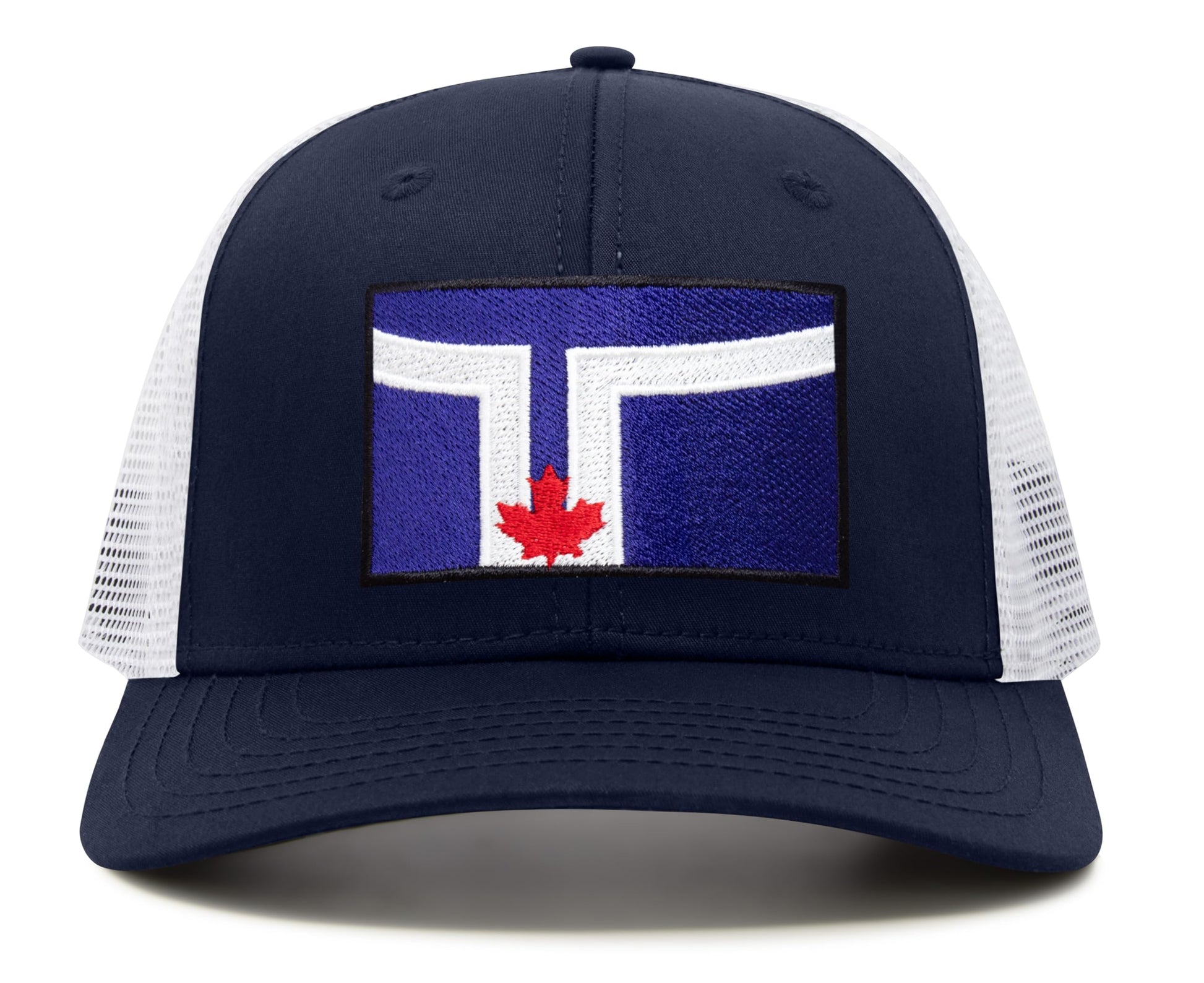 International Tie City Hat for Men and Women, Adjustable Snapback Trucker Baseball Cap with Embroidered Patch (Toronto, Navy White) - International Tie