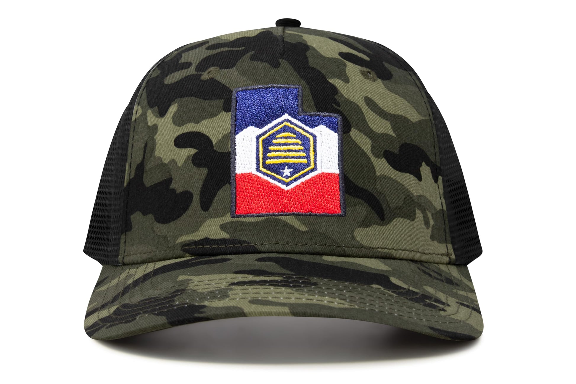 International Tie Stateline Flag Hat for Men and Women - Snapback Trucker Baseball Cap (Utah, Camouflage) - International Tie