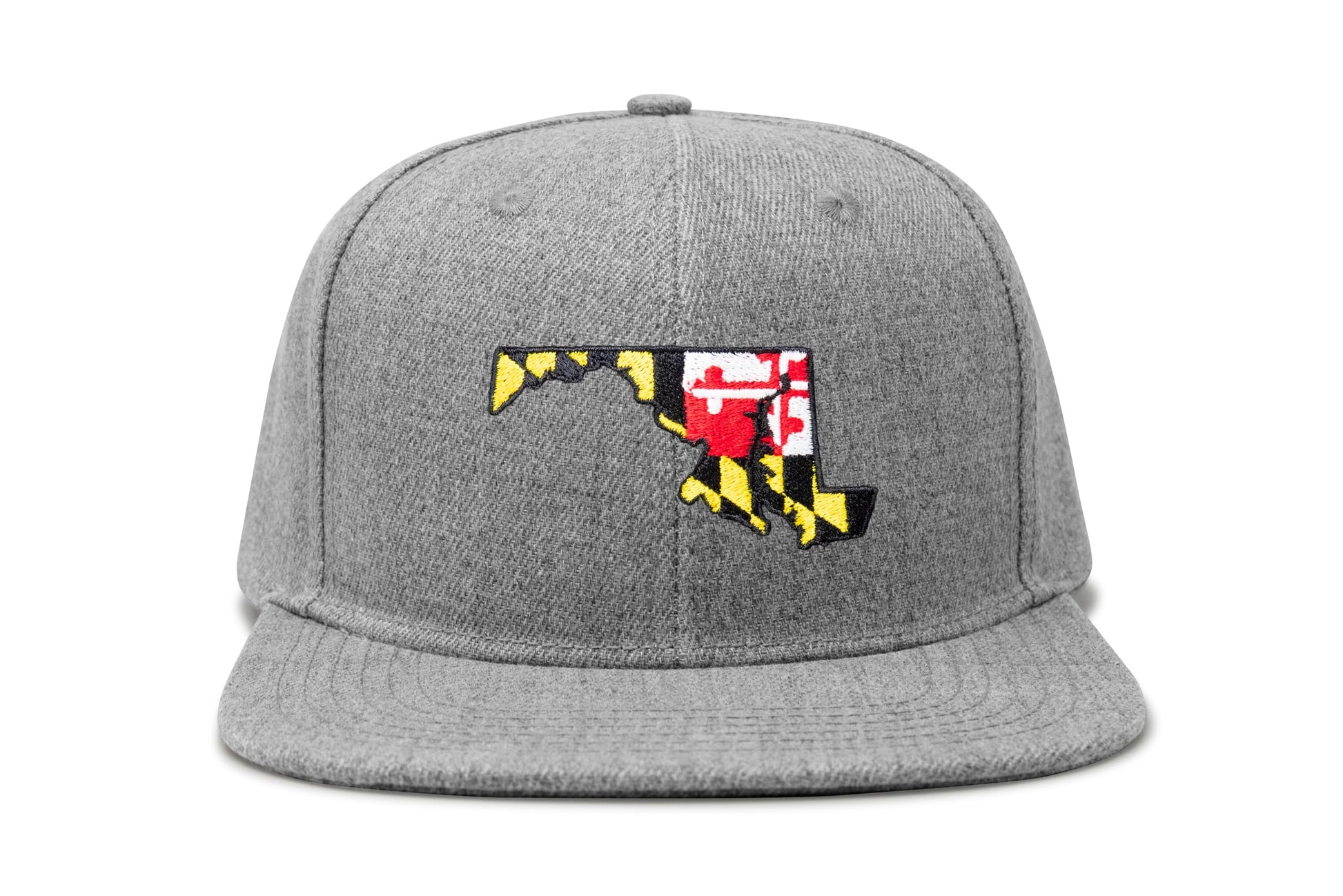 International Tie Stateline Flag Hat for Men and Women - Snapback Trucker Baseball Cap (Maryland, Grey Flatbill) - International Tie