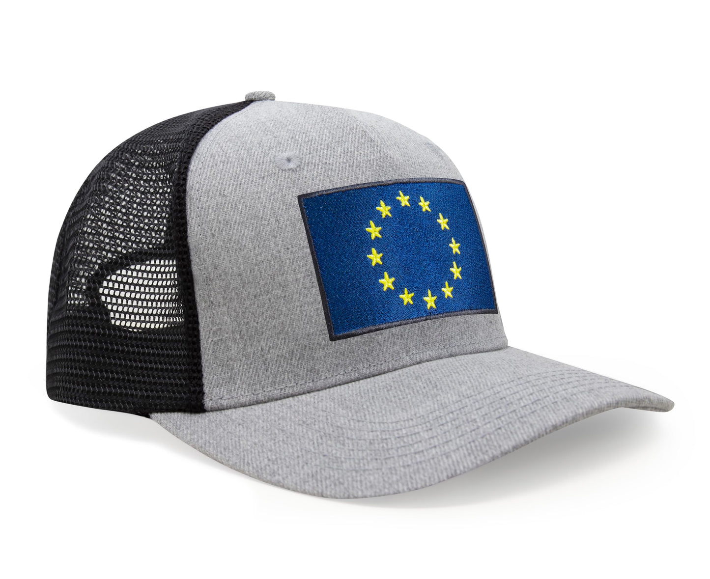 European Flag Hat for Men and Women - EU Trucker Snapback Baseball Cap by International Tie (Grey Black)