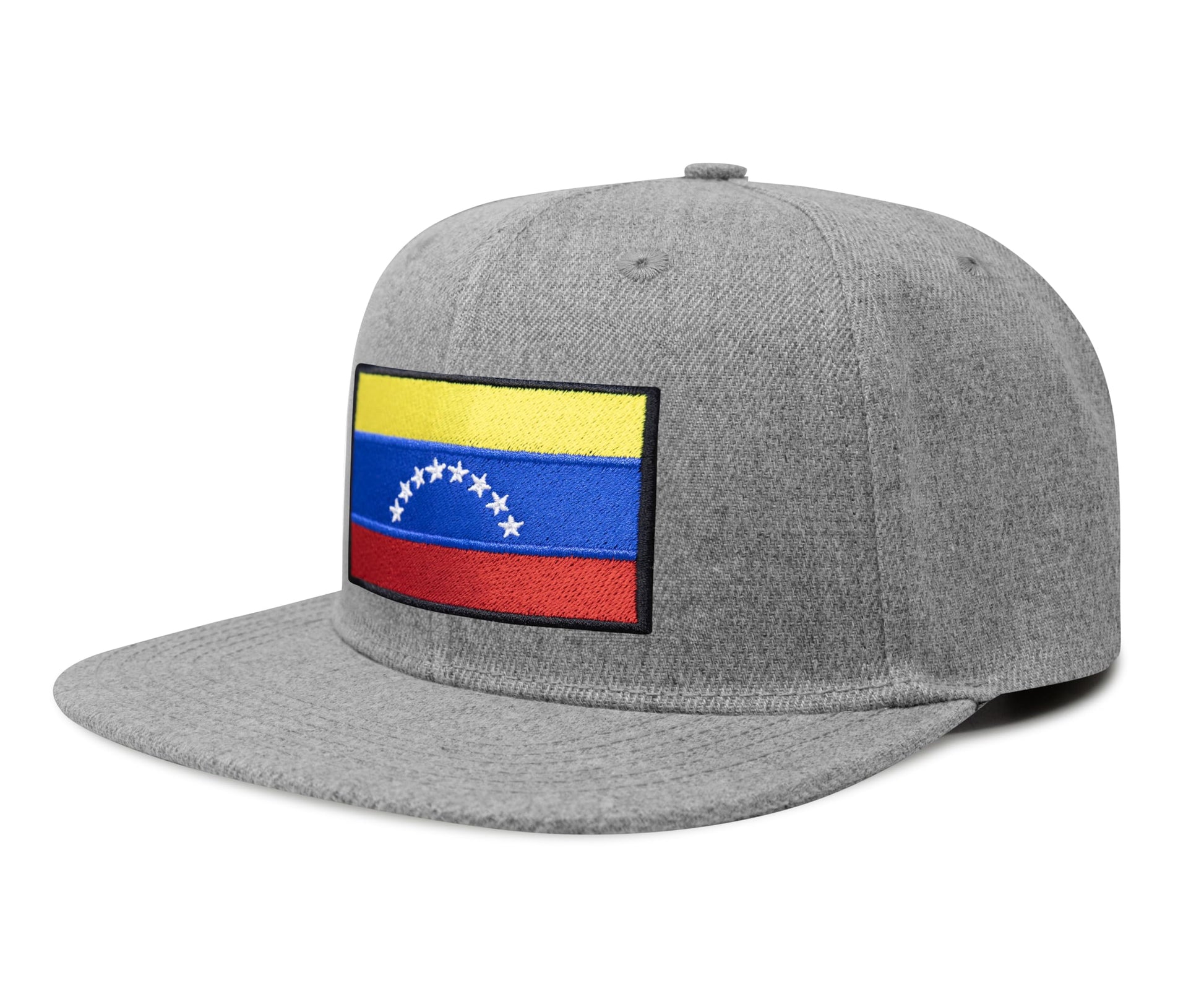 International Tie Country Hat for Men and Women, Adjustable Snapback Trucker Baseball Cap with Embroidered Patch (Venezuela, Grey Flatbill) - International Tie