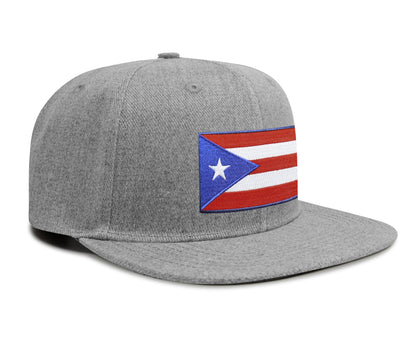 International Tie Puerto Rico Flag Hat for Men and Women – Snapback Trucker Baseball Cap (Grey Flatbill)