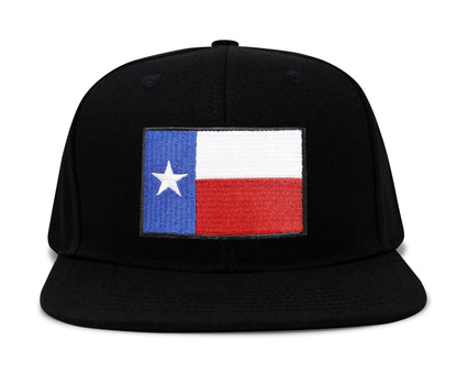 International Tie Texas Flag Hat for Men and Women - Snapback Trucker Baseball Cap (Black Flatbill)