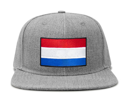 International Tie Netherlands Flag Hat for Men and Women - Adjustable Snapback Trucker Baseball Cap (Grey Flatbill)