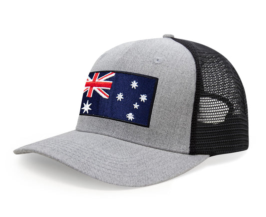 Australia Flag Hat for Men and Women – Snapback Trucker Baseball Cap by International Tie (Grey Black)