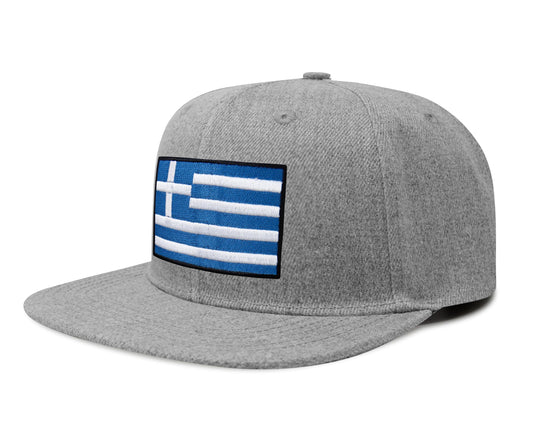 Greece Flag Hat for Men and Women – Snapback Trucker Baseball Cap by International Tie (Grey Flatbill)