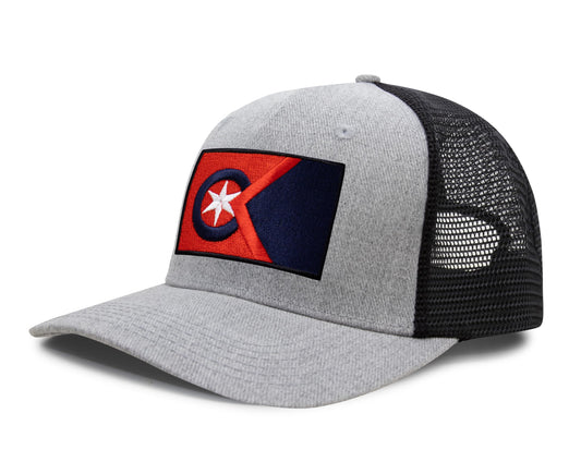 International Tie Cleveland Flag Hat for Men and Women - Adjustable Snapback Trucker Baseball Cap (Grey Black)