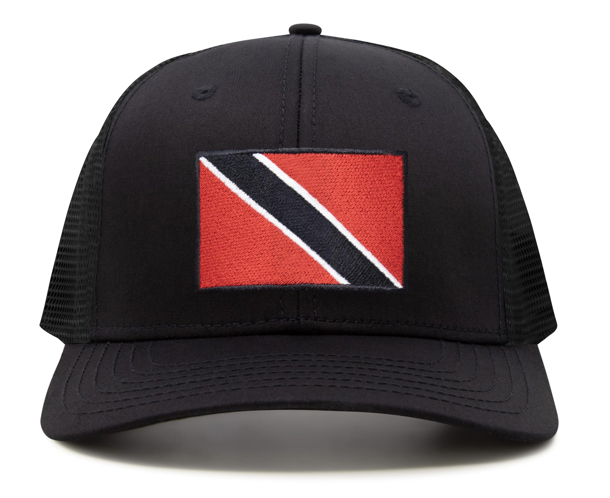 International Tie Country Hat for Men and Women, Adjustable Snapback Trucker Baseball Cap with Embroidered Patch (Trinidad and Tobago, All Black) - International Tie