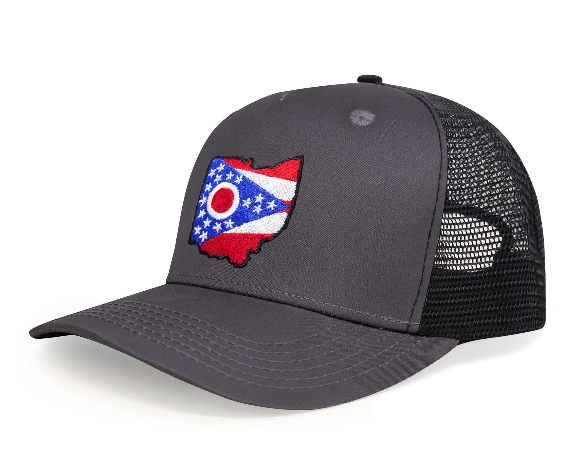 International Tie Stateline Flag Hat for Men and Women - Snapback Trucker Baseball Cap (Ohio, Dark Grey) - International Tie
