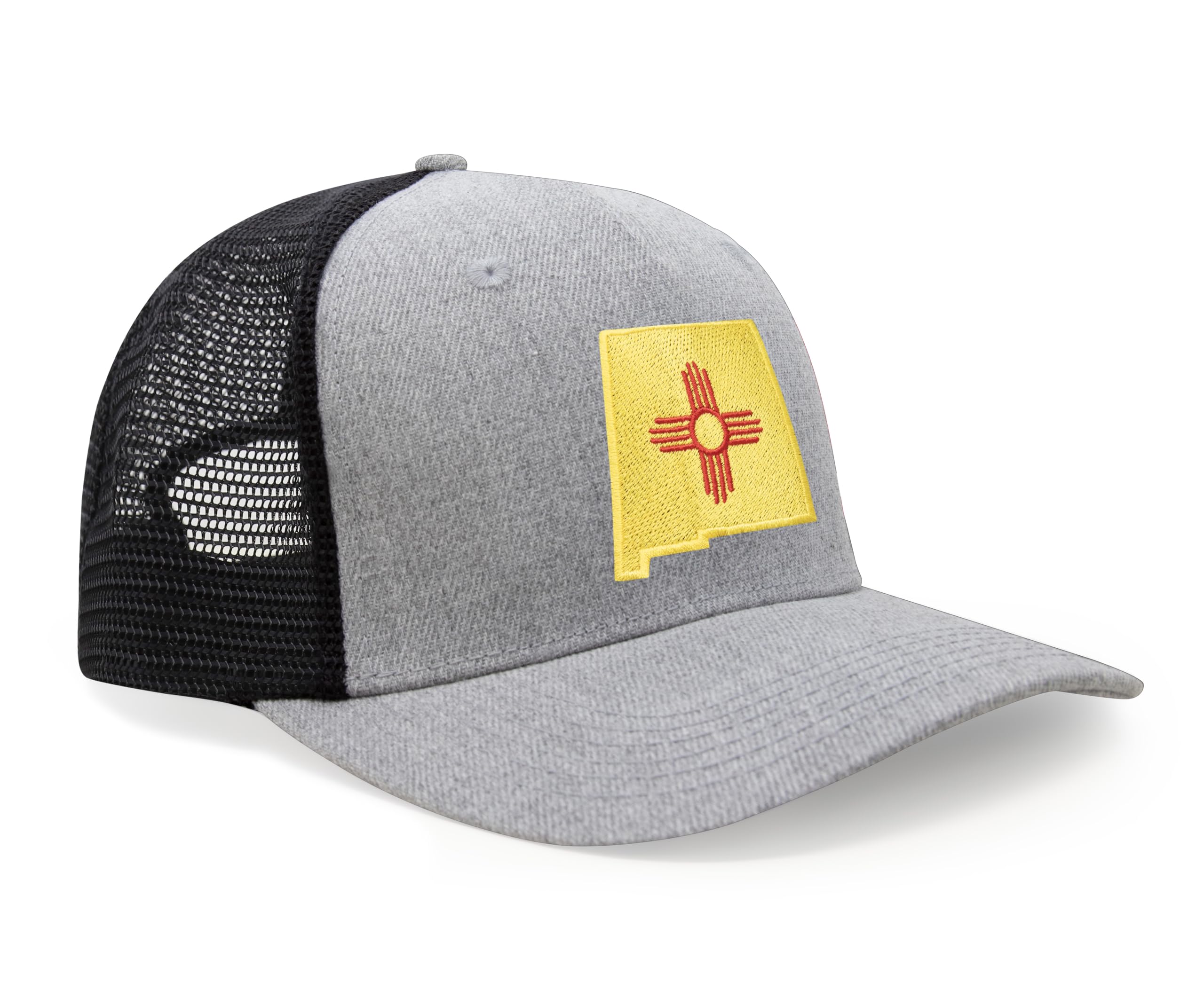 International Tie Stateline Flag Hat for Men and Women - Snapback Trucker Baseball Cap (New Mexico, Grey Black)