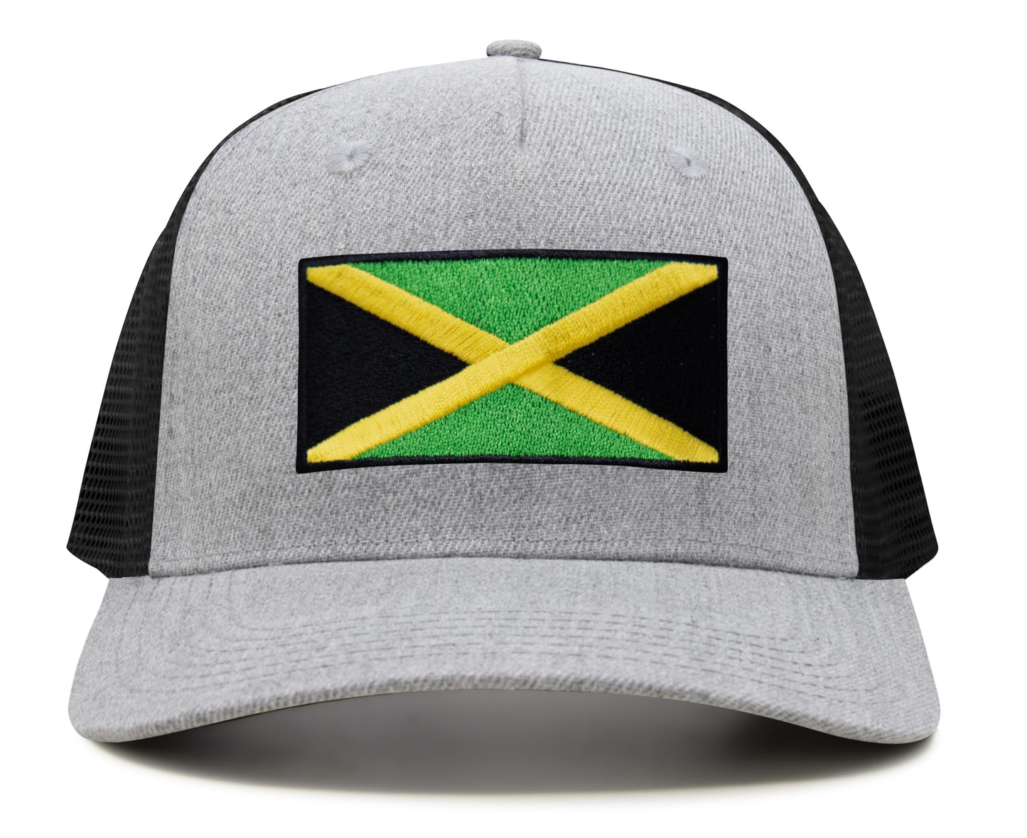 International Tie Premium Jamaica - Flag Patch Hat for Men and Women - Snapback Trucker Baseball Cap (Grey Black)