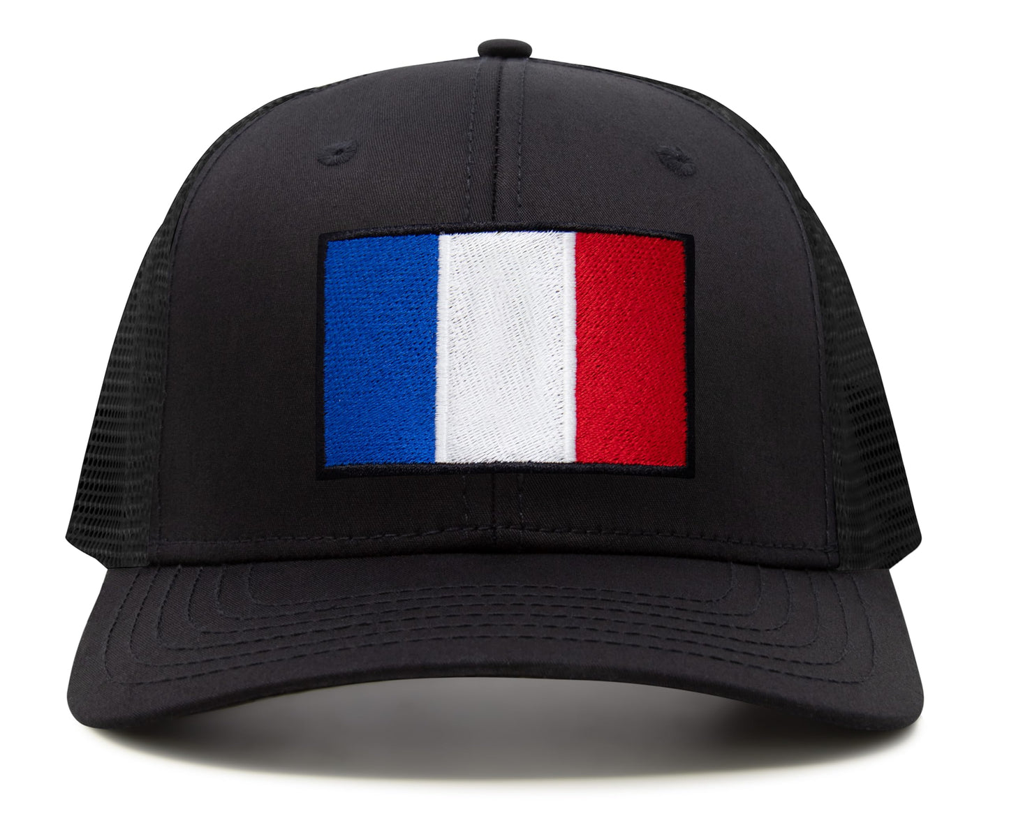 International Tie French Flag Hat for Men and Women - France Snapback Trucker Baseball Cap (All Black)