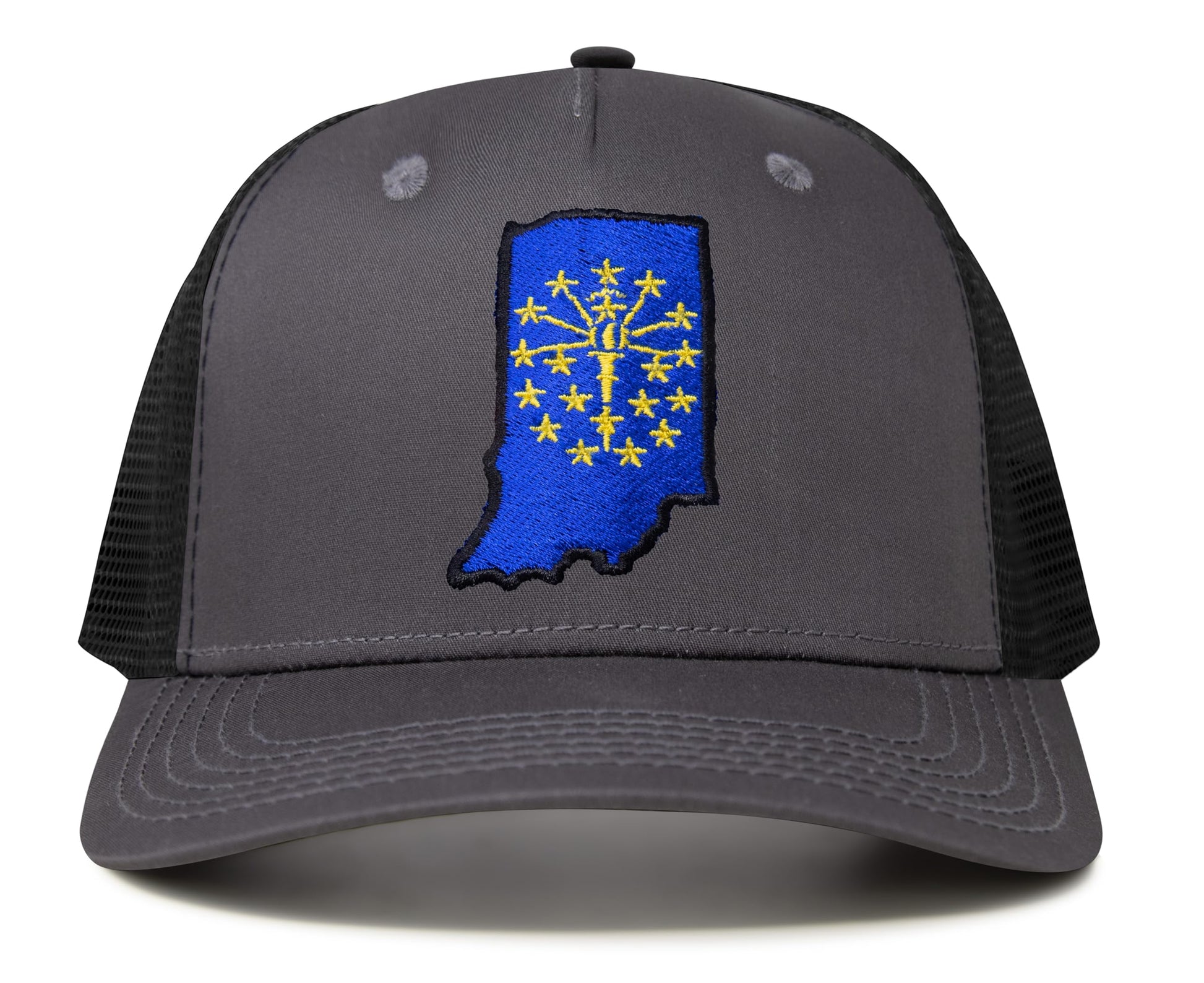 International Tie Stateline Flag Hat for Men and Women - Snapback Trucker Baseball Cap (Indiana, Dark Grey) - International Tie