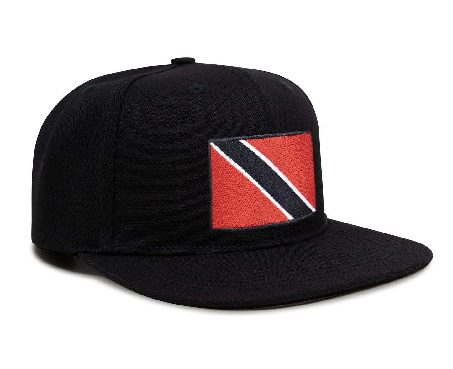 International Tie Country Hat for Men and Women, Adjustable Snapback Trucker Baseball Cap with Embroidered Patch (Trinidad and Tobago, Black Flatbill) - International Tie