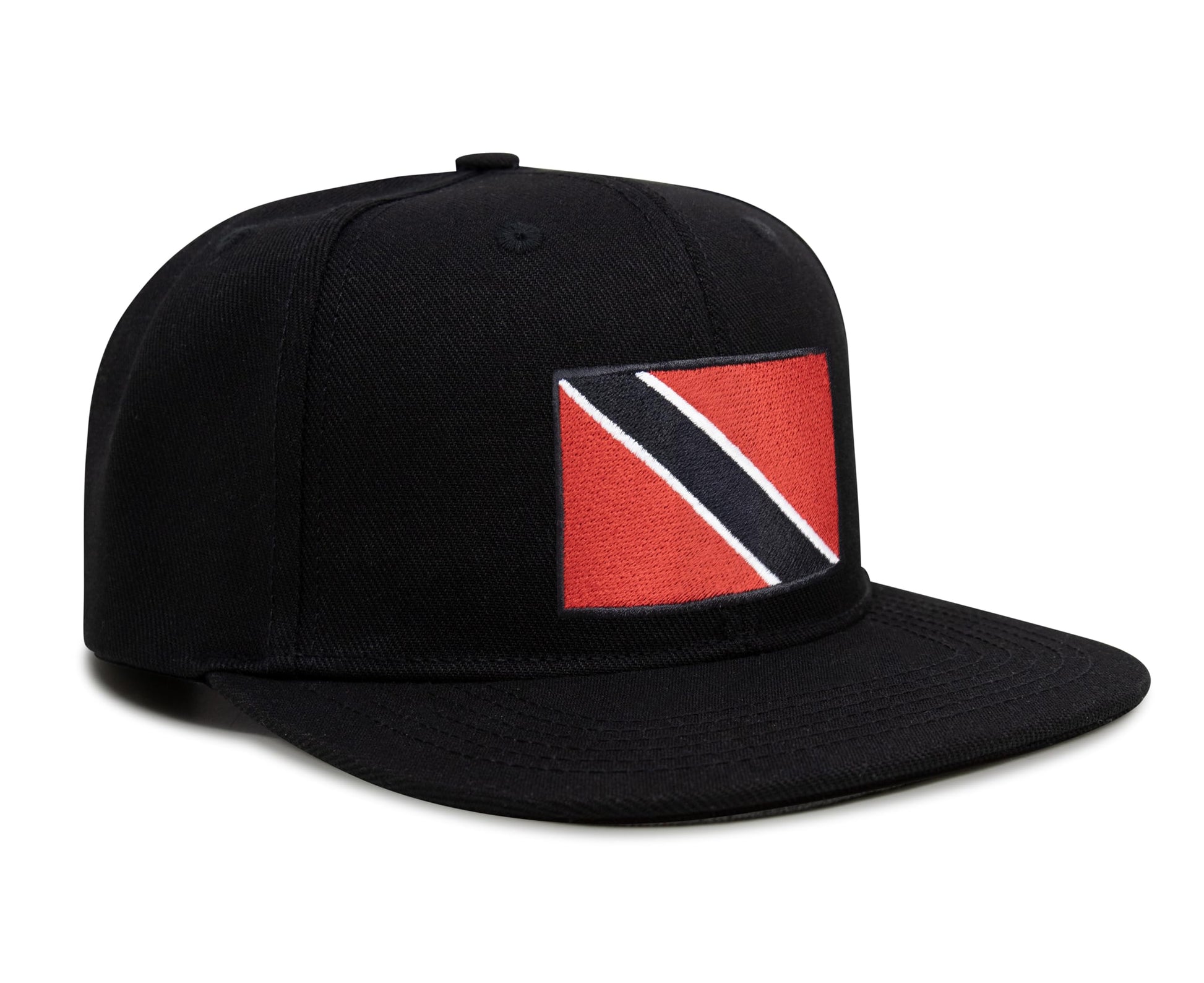 International Tie Country Hat for Men and Women, Adjustable Snapback Trucker Baseball Cap with Embroidered Patch (Trinidad and Tobago, Black Flatbill) - International Tie