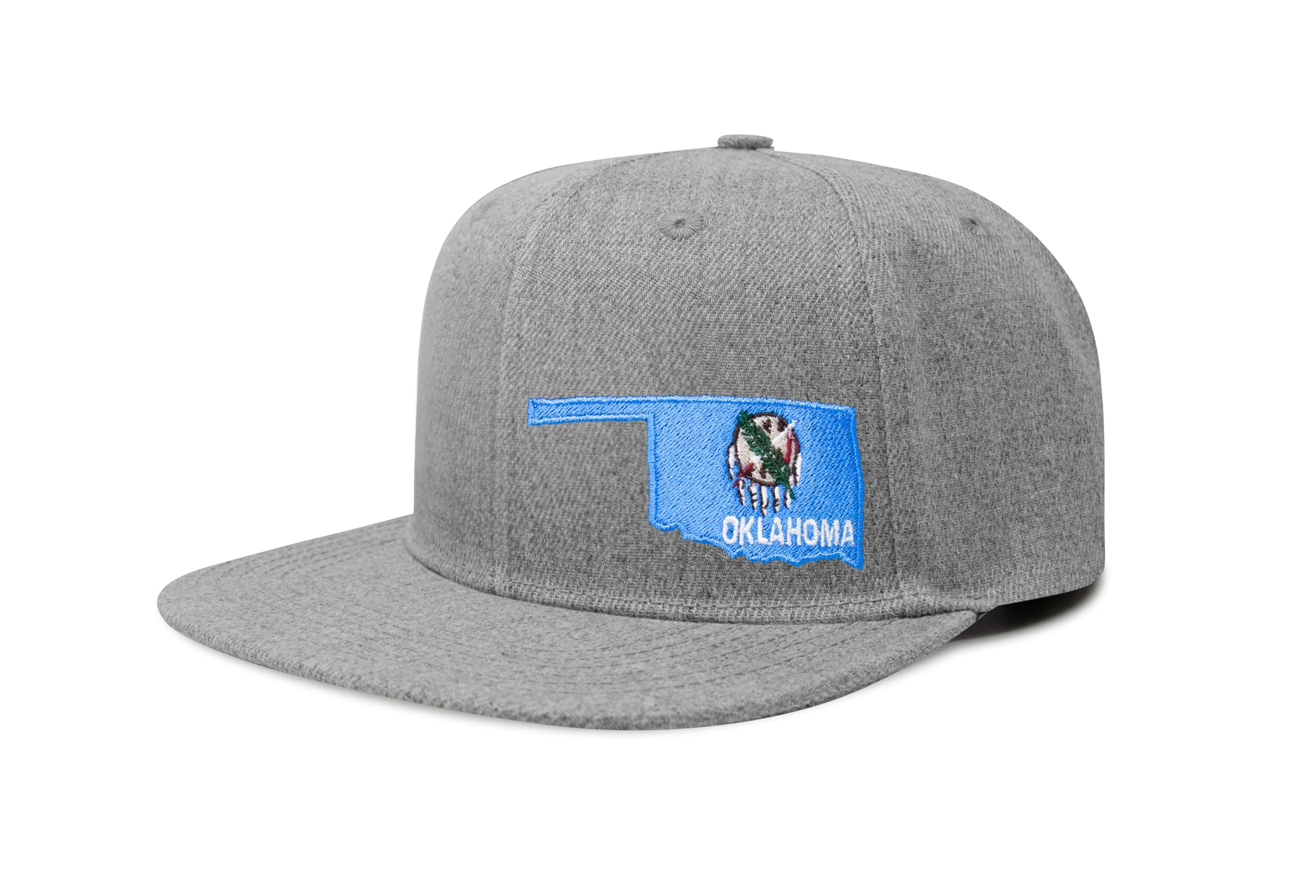 International Tie Stateline Flag Hat for Men and Women - Snapback Trucker Baseball Cap (Oklahoma Grey Flatbill)
