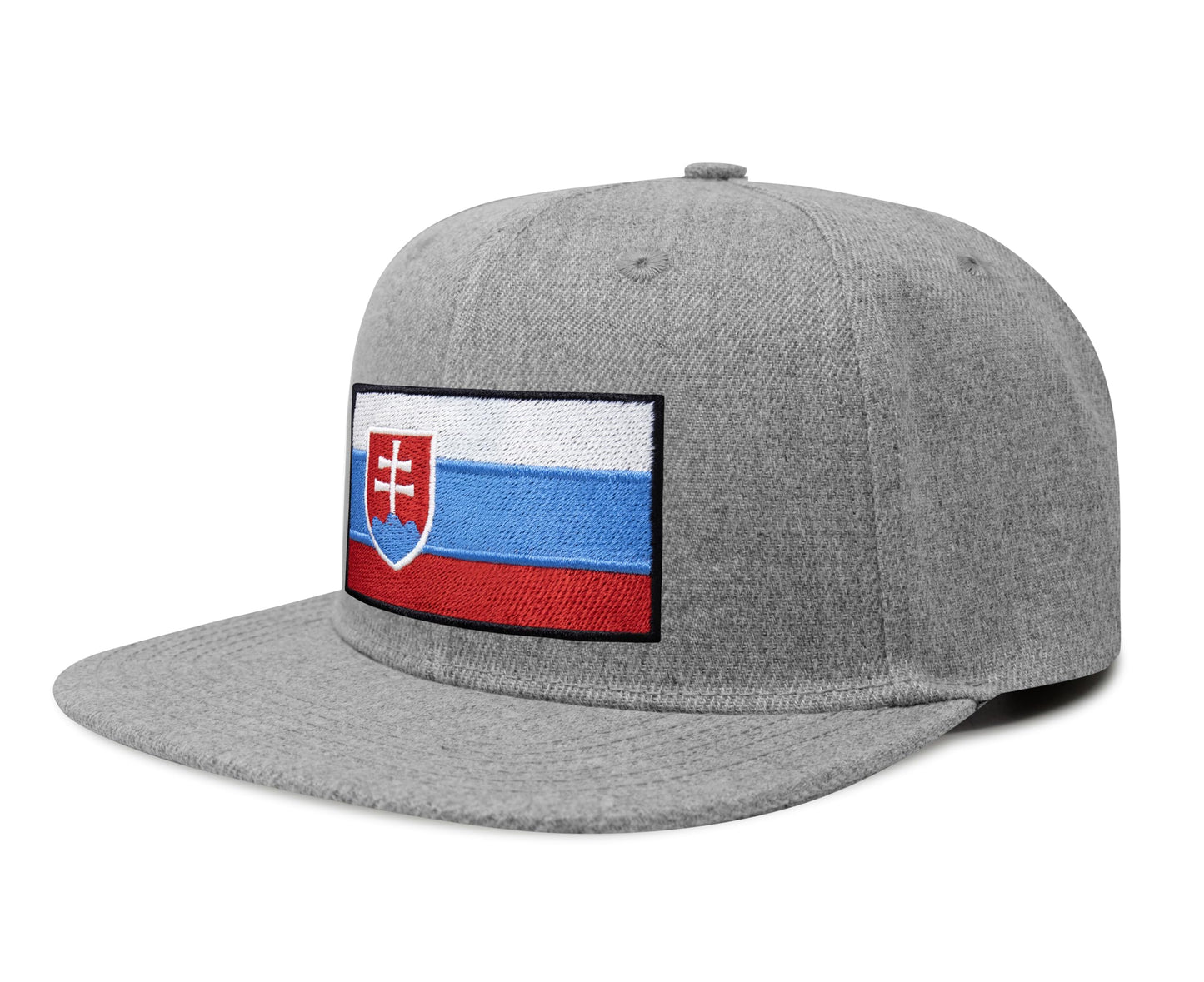 International Tie Country Hat for Men and Women, Adjustable Snapback Trucker Baseball Cap with Embroidered Patch (Slovakia, Grey Flatbill) - International Tie