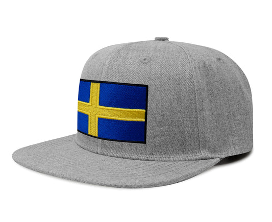 International Tie Swedish Flag Hat for Men and Women - Sweden Snapback Trucker Baseball Cap (Grey Flatbill)