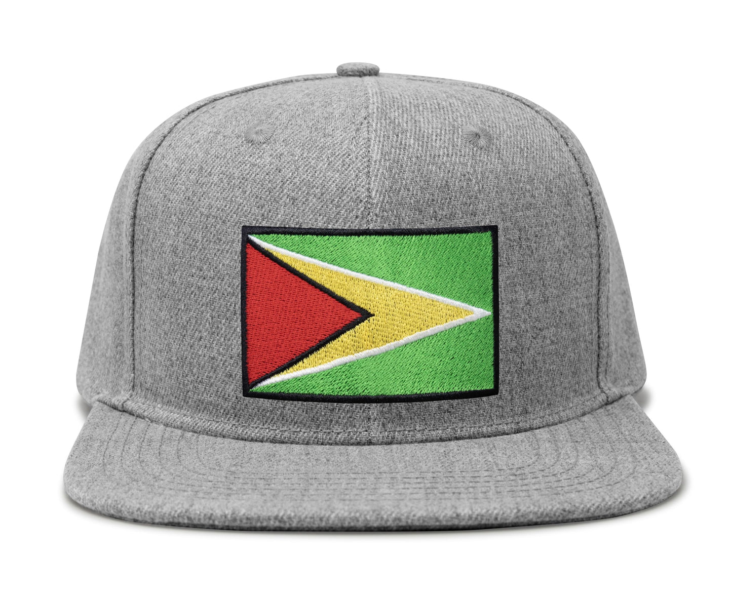 International Tie Country Hat for Men and Women, Adjustable Snapback Trucker Baseball Cap with Embroidered Patch (Guyana, Grey Flatbill) - International Tie