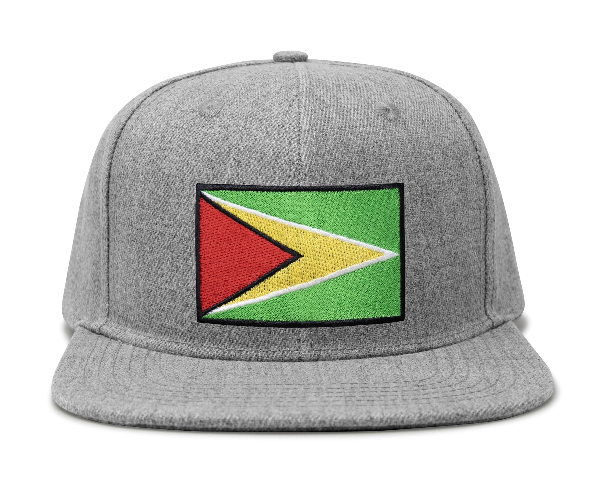 International Tie Country Hat for Men and Women, Adjustable Snapback Trucker Baseball Cap with Embroidered Patch (Guyana, Grey Flatbill) - International Tie