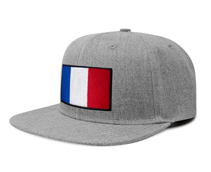 International Tie French Flag Hat for Men and Women - France Snapback Trucker Baseball Cap (Grey Flatbill)