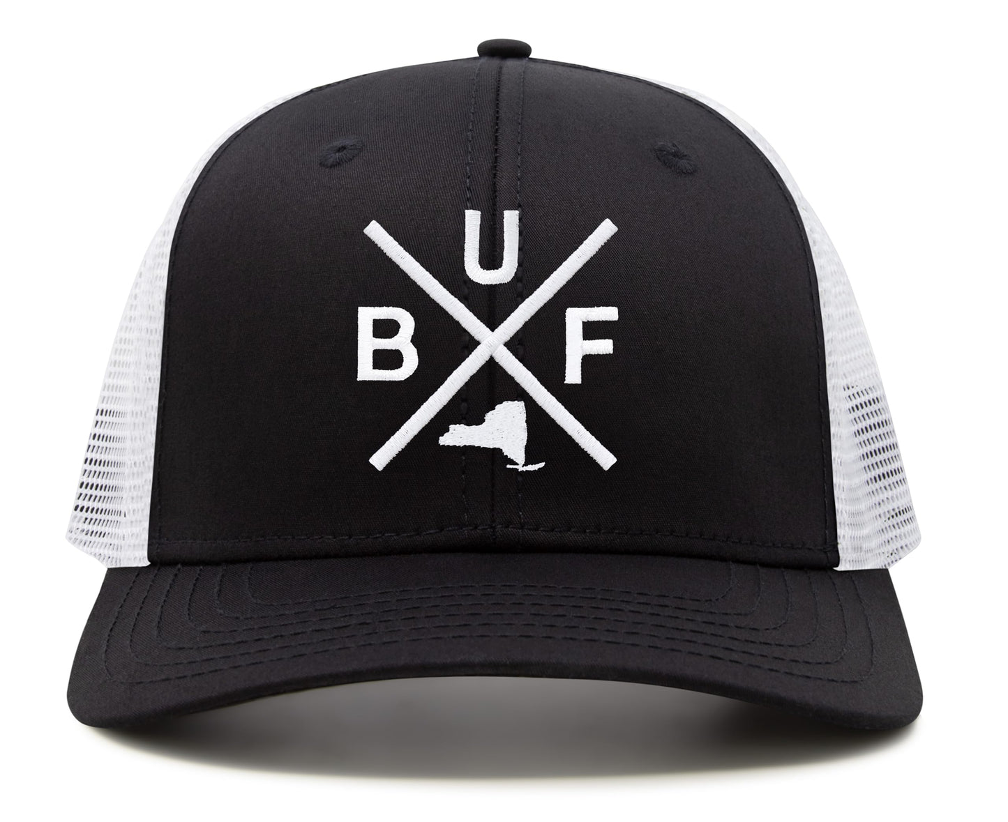 International Tie Texas Hat for Men and Women, BUF Snapback Trucker Baseball Cap, Embroidered Cross Logo (Black White)