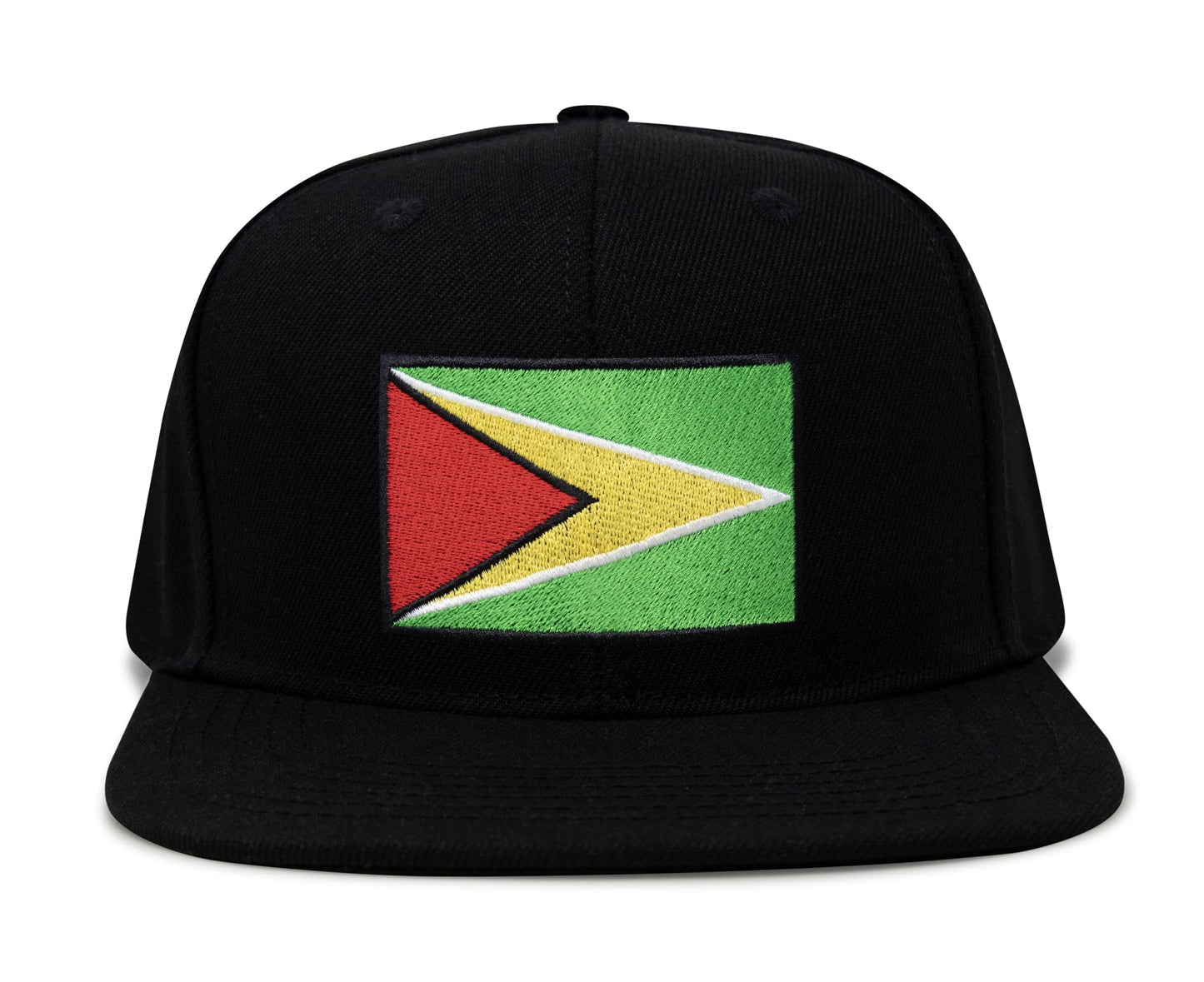 International Tie Country Hat for Men and Women, Adjustable Snapback Trucker Baseball Cap with Embroidered Patch (Guyana, Black Flatbill) - International Tie