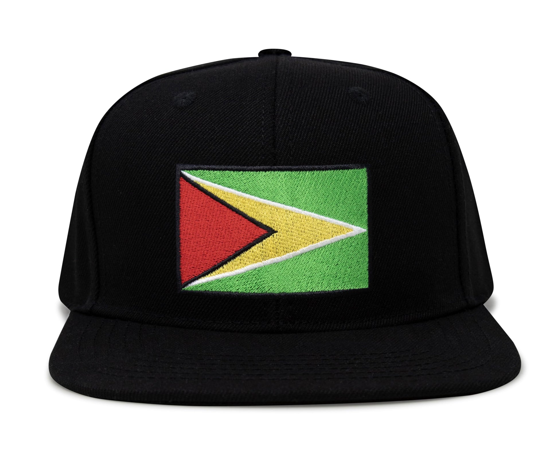 International Tie Country Hat for Men and Women, Adjustable Snapback Trucker Baseball Cap with Embroidered Patch (Guyana, Black Flatbill) - International Tie