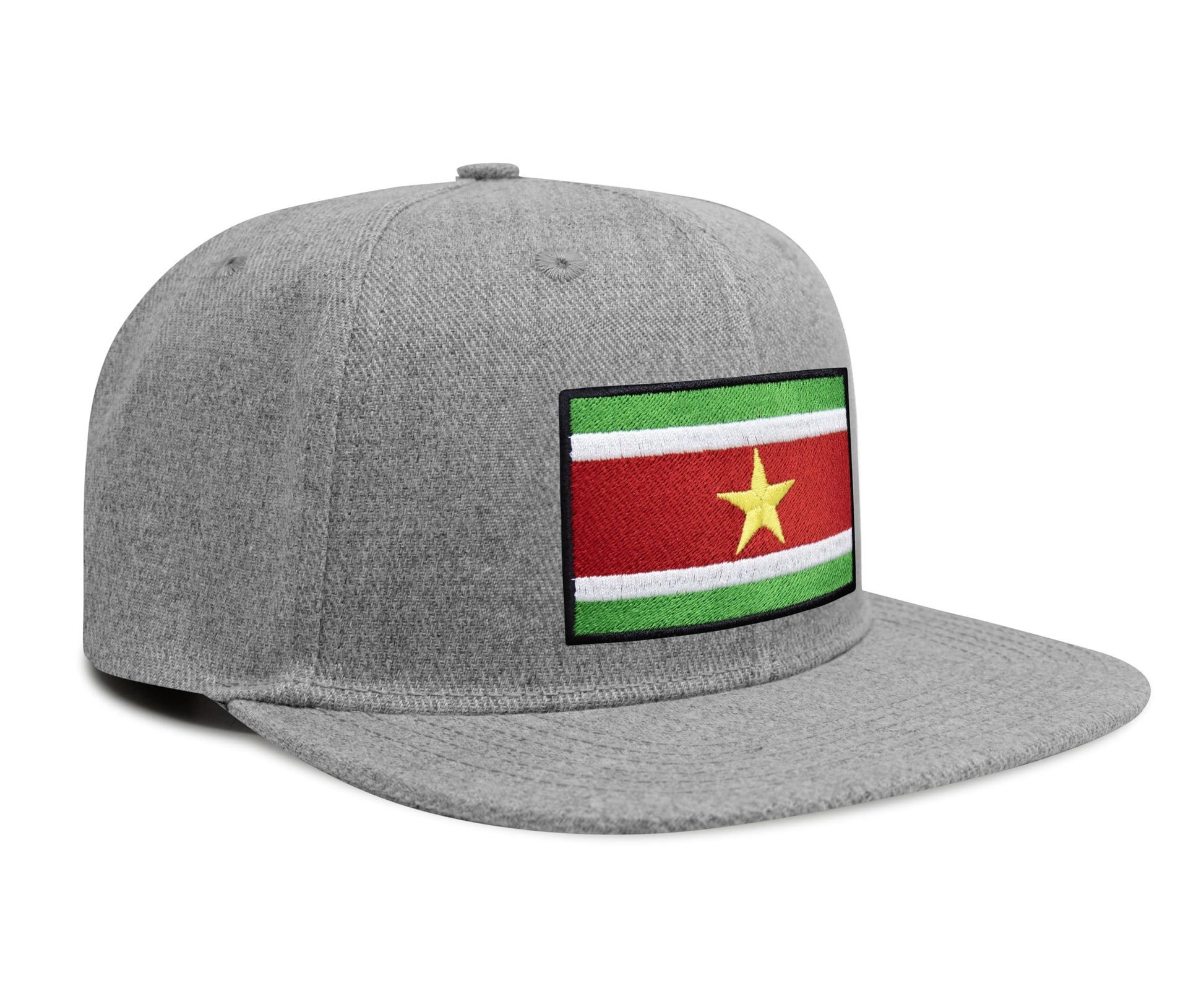 International Tie Country Hat for Men and Women, Adjustable Snapback Trucker Baseball Cap with Embroidered Patch (Suriname, Grey Flatbill) - International Tie