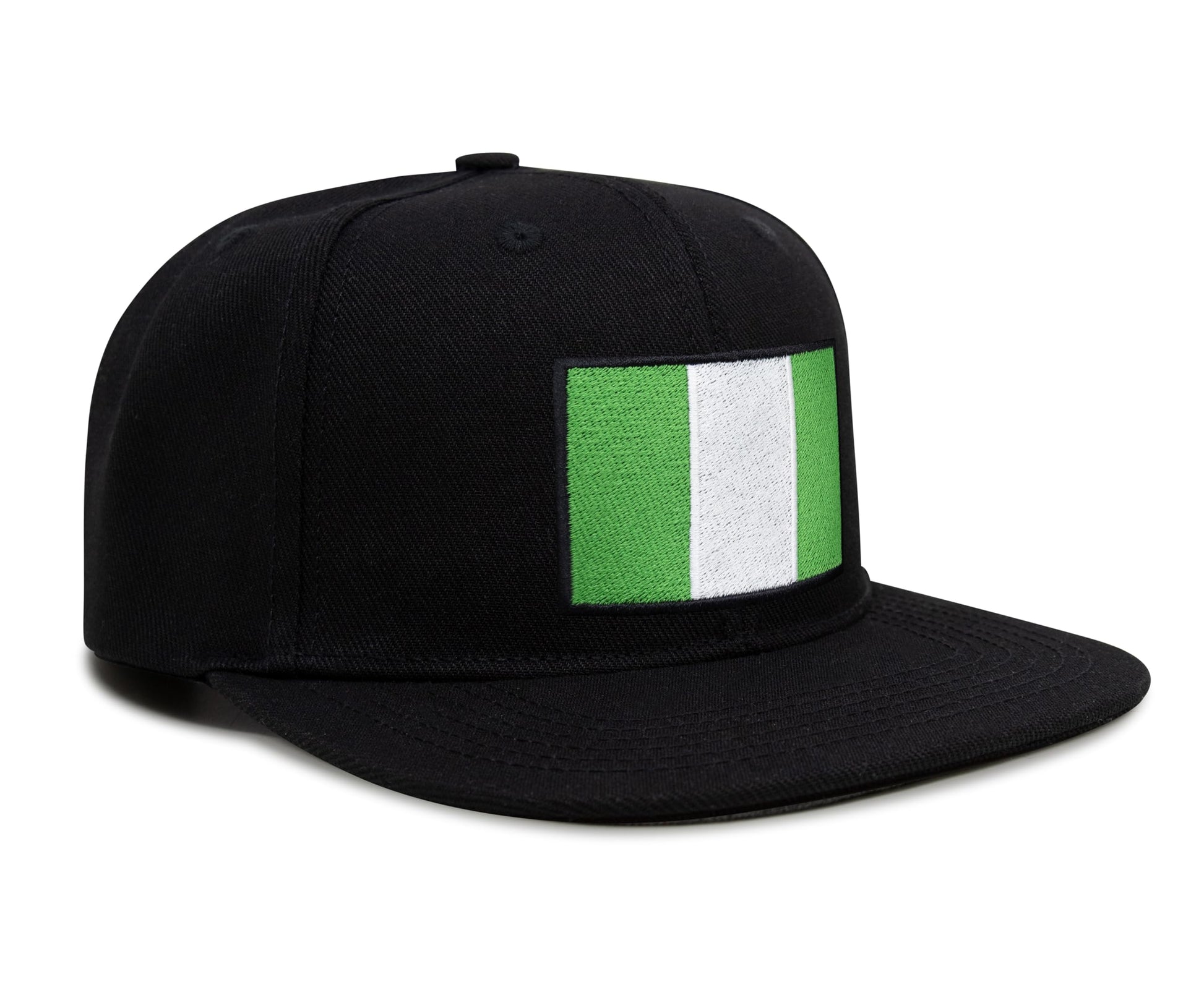 International Tie Country Hat for Men and Women, Adjustable Snapback Trucker Baseball Cap with Embroidered Patch (Nigeria, Black Flatbill) - International Tie