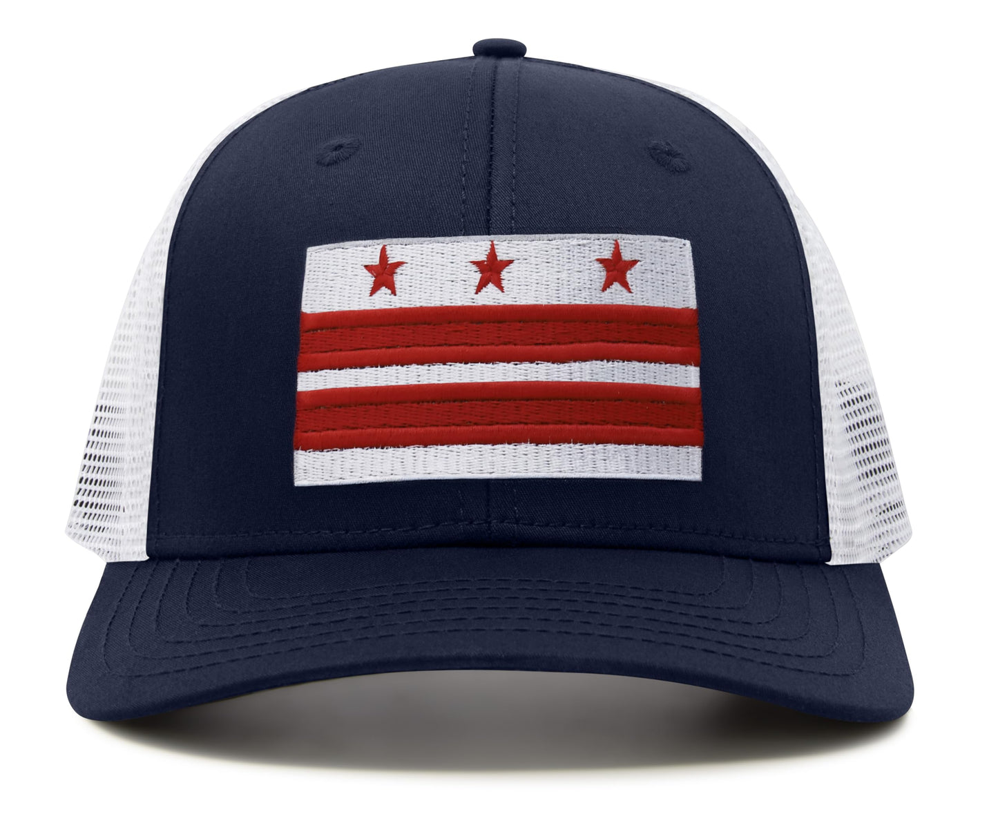 International Tie Premium Washington DC Flag Hat for Men and Women - Snapback Trucker Baseball Cap (Navy White)