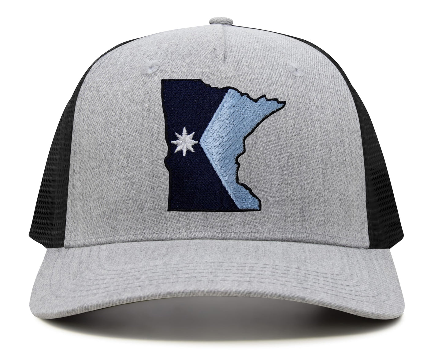 International Tie Stateline Flag Hat for Men and Women - Snapback Trucker Baseball Cap (Minnesota, Grey Black)