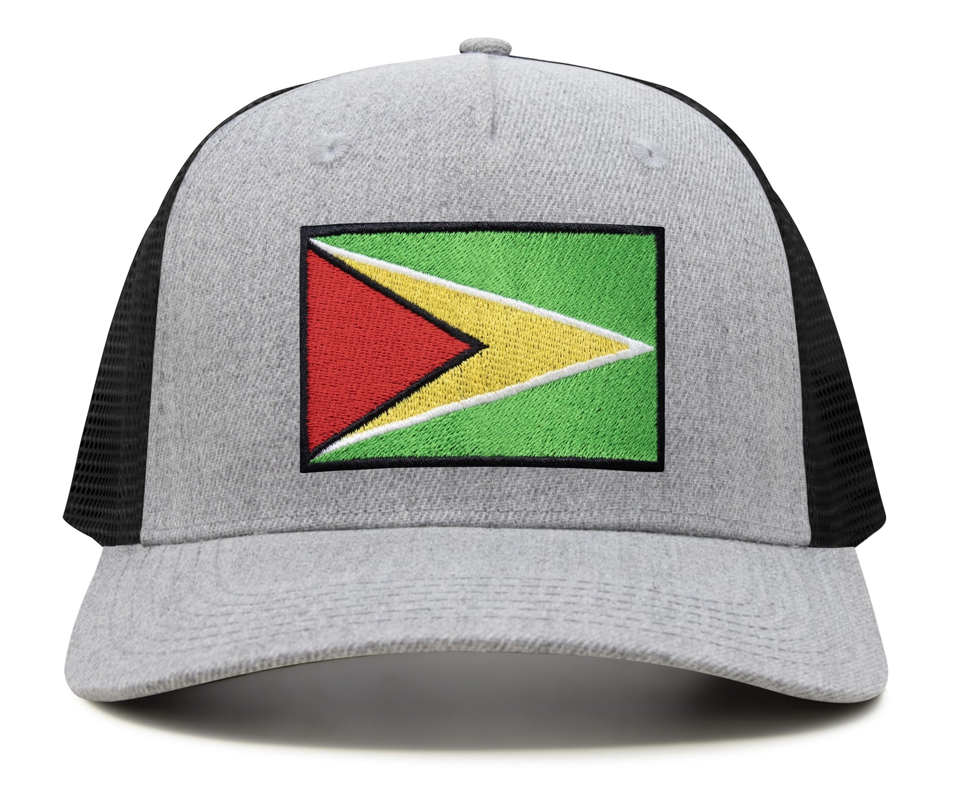 International Tie Country Hat for Men and Women, Adjustable Snapback Trucker Baseball Cap with Embroidered Patch (Guyana, Grey Black) - International Tie