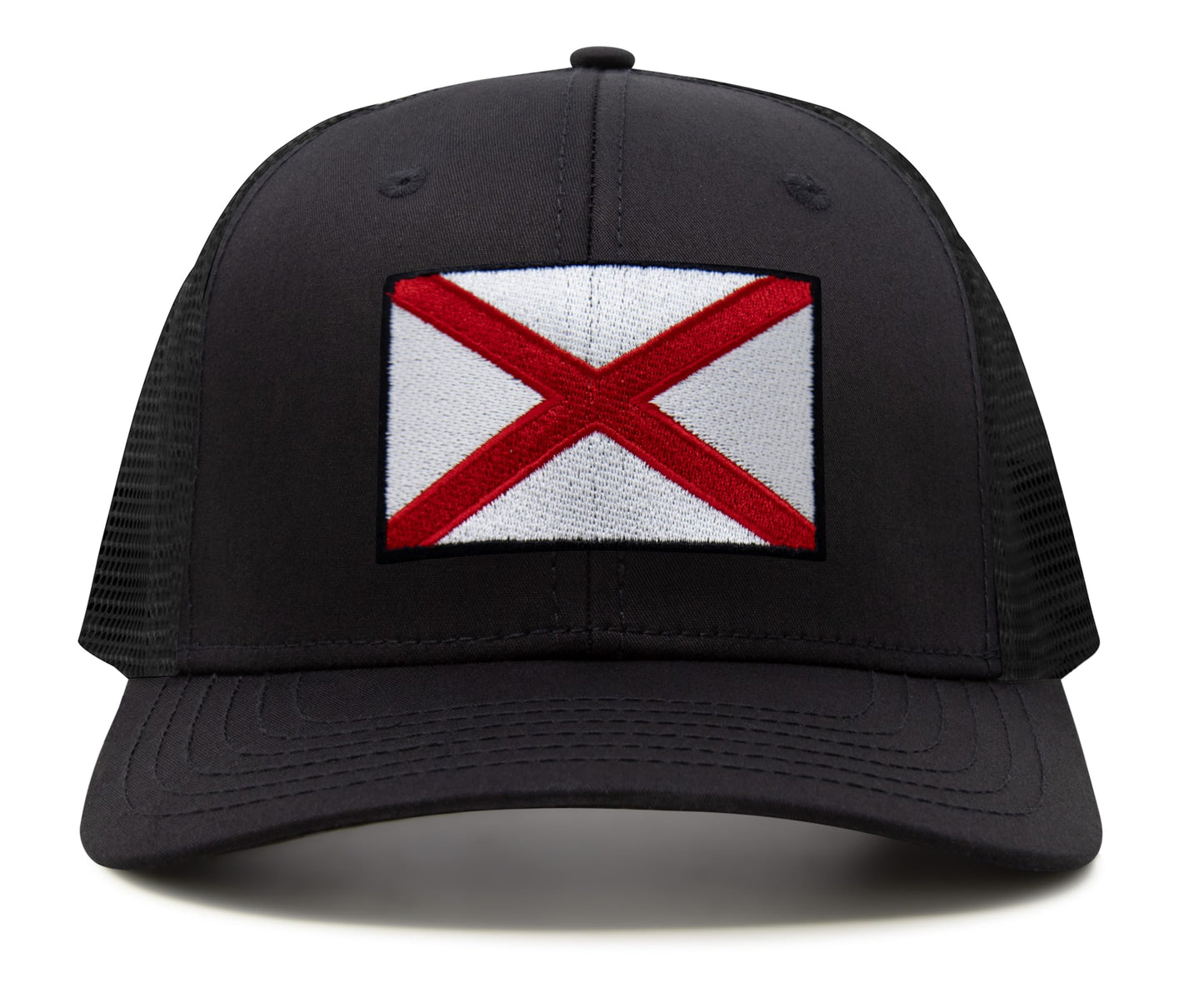 International Tie Premium Alabama Flag Hat for Men and Women - Snapback Trucker Baseball Cap (All Black)