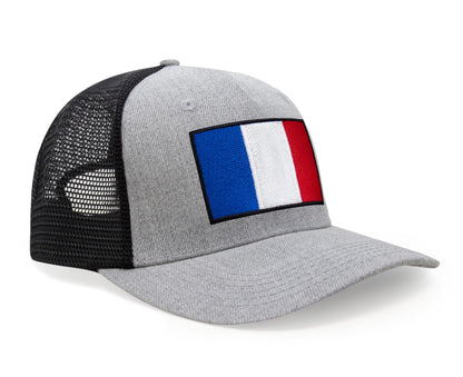 International Tie French Flag Hat for Men and Women - France Snapback Trucker Baseball Cap (Grey Black)