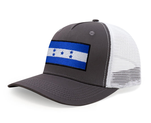International Tie Honduras Flag Hat for Men and Women - Adjustable Snapback Trucker Baseball Cap (Grey White)