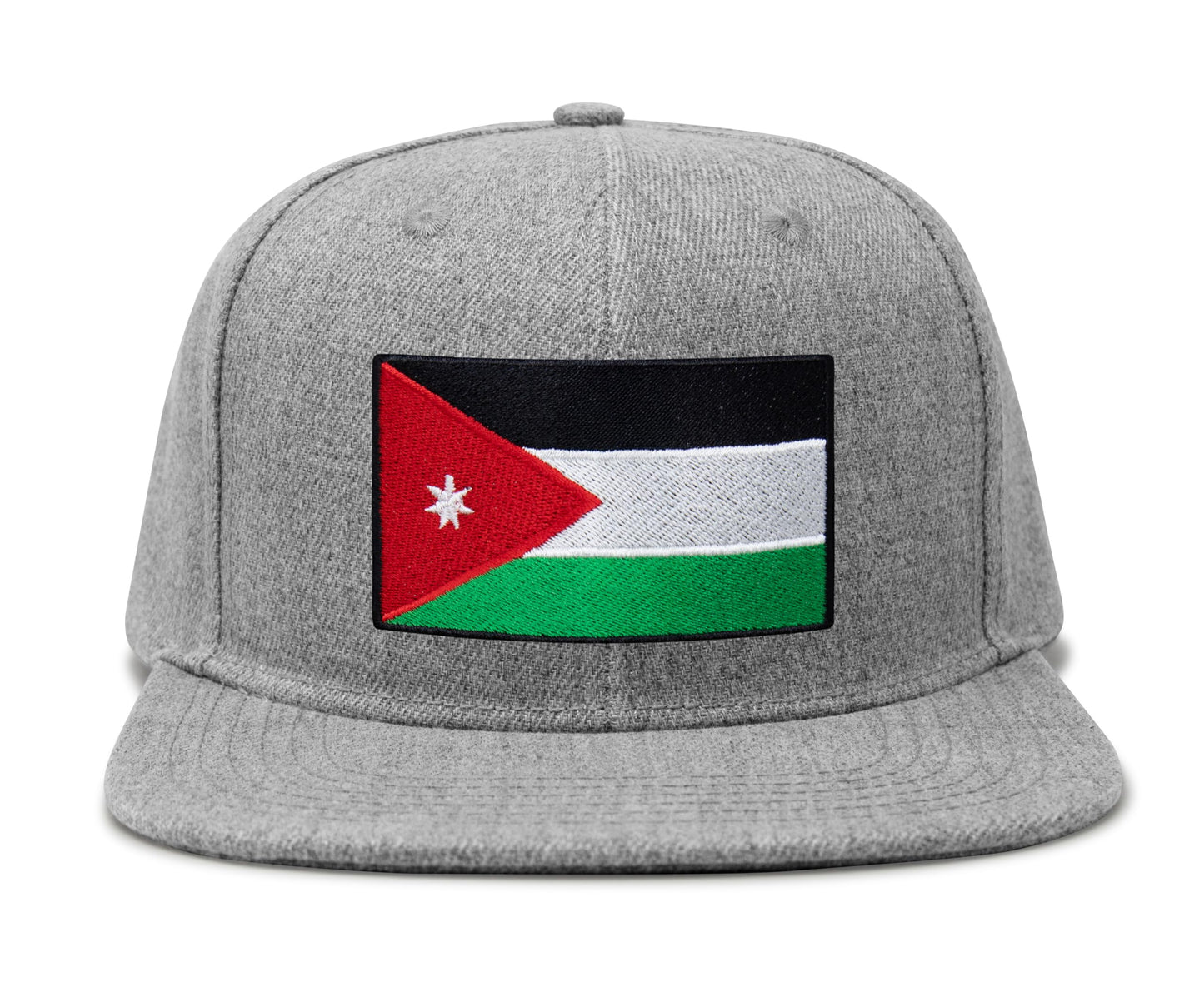 International Tie Country Hat for Men and Women, Adjustable Snapback Trucker Baseball Cap with Embroidered Patch (Jordan, Grey Flatbill)