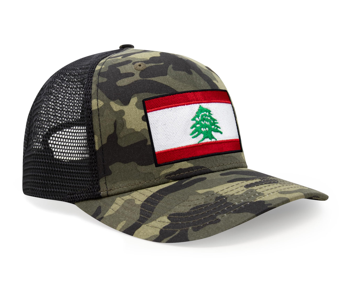 International Tie Lebanon Flag Hat for Men and Women - Adjustable Snapback Trucker Baseball Cap (Camouflage)