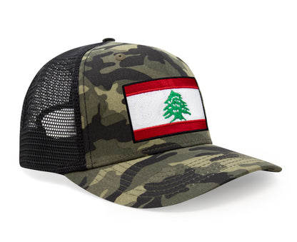 International Tie Lebanon Flag Hat for Men and Women - Adjustable Snapback Trucker Baseball Cap (Camouflage)