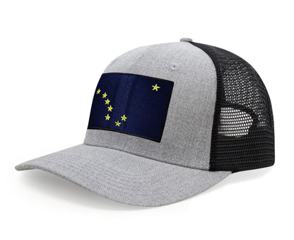 International Tie Premium Alaska Flag Hat for Men and Women - Snapback Trucker Baseball Cap (Grey Black)