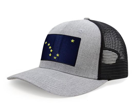 International Tie Premium Alaska Flag Hat for Men and Women - Snapback Trucker Baseball Cap (Grey Black)
