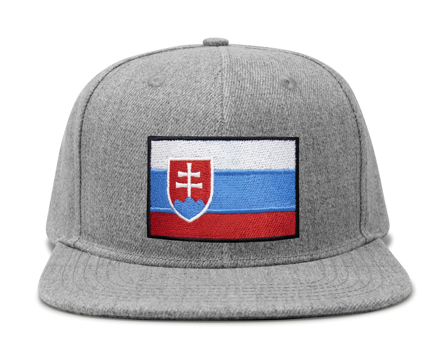 International Tie Country Hat for Men and Women, Adjustable Snapback Trucker Baseball Cap with Embroidered Patch (Slovakia, Grey Flatbill) - International Tie