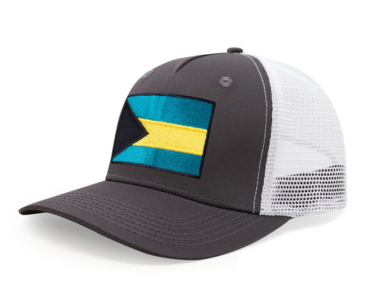 Bahamas Flag Hat for Men and Women – Adjustable Bahamian Snapback Baseball Cap by International Tie (Grey White)