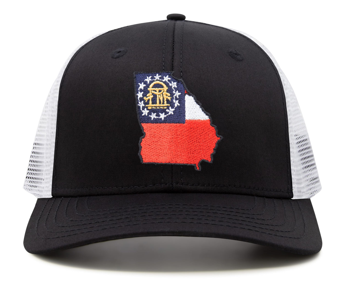 International Tie Stateline Flag Hat for Men and Women - Snapback Trucker Baseball Cap (Georgia, Black White) - International Tie