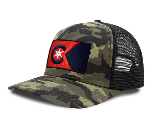 International Tie Cleveland Flag Hat for Men and Women - Adjustable Snapback Trucker Baseball Cap (Camouflage)