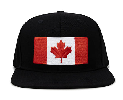 International Tie Canada Hat for Men and Women - Snapback Trucker Baseball Cap (Black Flatbill)